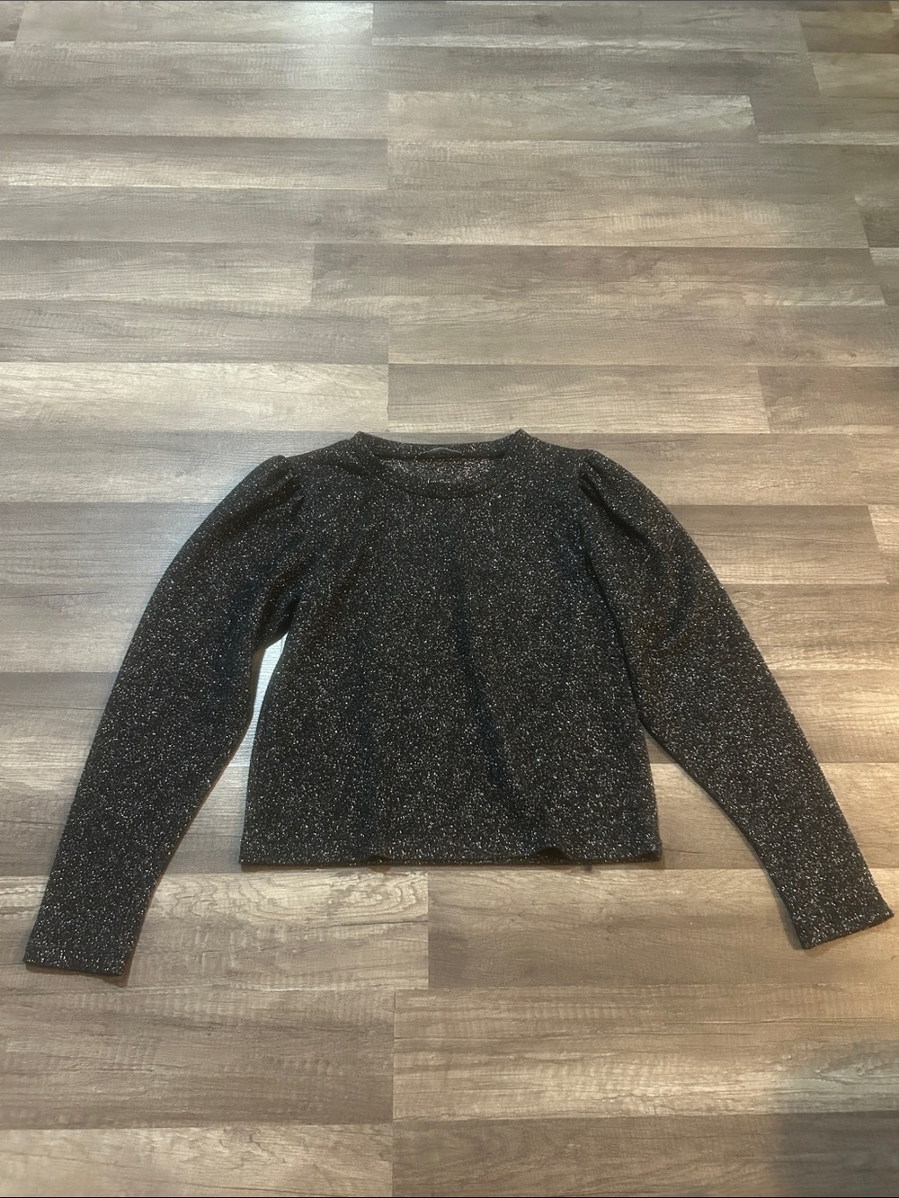 Zara Women’s Shirt Black Metallic Knit Top - Size Small - Picture 1 of 5